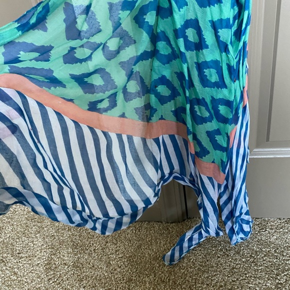 Blue-green patterned scarf - Picture 4 of 5